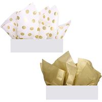 UNIQOOO 60 Sheets Premium Metallic Gold & Gold Polka Dot Tissue Gift Wrap Paper Bulk, 20" X 26" Each, 100% Recyclable Gift Wrapping Accessory, Perfect for Wedding, Party Gift, Art Craft Idea