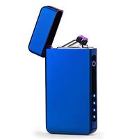 Dual Arc Plasma Electric Lighter Power Display Finger Touch Sensor Fast Ignition Attractive Finish Flameless Windproof  USB Rechargeable Cool Looking (Blue)