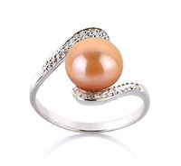 Chantel Pink 9-10mm AA Quality Freshwater 925 Sterling Silver Cultured Pearl Ring For Women - Size-5
