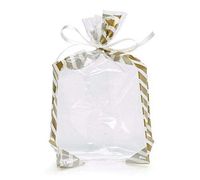 25ct Small Elegant Gold Candy Striped 7x2x3" Cello Cellophane Treat Food Snack Bags nfLG -652