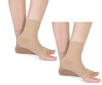 MojaSports Ankle Compression Sleeves Plantar Fasciitis Foot Socks Arch Support (Beige, Small/Medium)