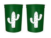 Cactus Party Cups - Set of 12 Double Sided Print 16oz Cactus cups - Perfect Birthday Fiestas, Birthday Party cups, Girls trip cups, bachelorette party cups, and much more! (Kelly Green)