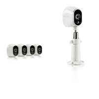 Arlo Security System - 4 Wire-Free HD Cameras, Indoor/Outdoor, Night Vision (VMS3430) with Arlo Outdoor Security Mount, White (VMA1000)