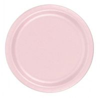 240 Light Pink (10 Pks of 24) 7 Inch Wax Coated Plain Solid Color Dessert Cake Paper Plates