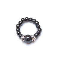 Black Magnetic Therapy Stretch Ring with Large Black Magnet Bead (XSmall Ring Size 5-6)