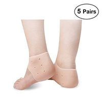 PeleusTech Heel Guard Gel Set, 5Pairs Heel Protectors - Relieve Heel Pain from Plantar Fasciitis - Heel Spur - Cracked Heels - (Skin Color)