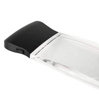 Portable Magnifier 2X Hd Lends with 3 Led Light Handheld Rectangular Rimless Distortion Free Lens for Old Men Reading Book Jewelry Identification Watches DIY Crafts Carving and Repair Magnifing Glass