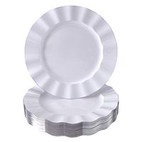 DISPOSABLE DINNER PLATES | 40 pc | Heavy Duty Plastic Dishes | Elegant Fine China Look | Veil - White (11.25”)
