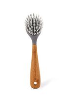 Full Circle Tenacious C Cast Iron Brush and Scraper, Bamboo Handle, Grey