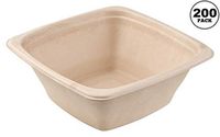 [200 Pack] 32oz Compostable Square Container Eco Friendly Bowls - Square Bowl Tree Free Sugarcane Bagasse Meal Prep Bento Boxes Take Out Catering Microwavable Deep Container by EcoQuality