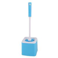uxcell Plastic Bathroom Toilet Round Bristle Head Closestool Cleaning Brush Holder Cleaner Tool Blue