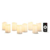 Flameless Votive Candles with Remote - Flickering LED Candle Set, White Wax, 2x3 Inch, Warm Light, Automatic Daily Timer, Batteries Included - 8 Pack