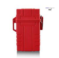RONSHIN Slim Cigarette Case Box with USB Electronic Lighter Waterproof Cigarette Holder 20pcs Capacity red