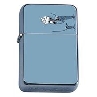 Underwater Diver Flip Top Oil Lighter Em1 Smoking Cigarette Silver Case Included