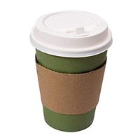 Lot45 12 Ounce Disposable Coffee Cups with Lids and Sleeves 100pack - Green Paper Coffee Cups, White Lids, Kraft Sleeves