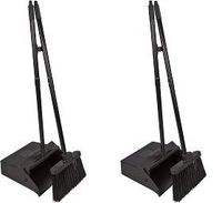 Carlisle 36141503 Duo-Pan Dustpan & Lobby Broom Combo, 3 Foot Overall Height, Black (2-Pack)