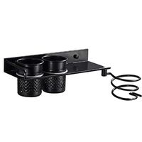 IMIKEYA Wall Mount Hair Dryer Rack Holder Multi-Function Aluminum Hair Dryer Rack Organizer for Bathroom Home Black