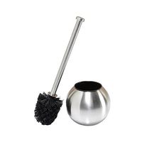 Bath Bliss Globe Shape Weighted Bottom Toilet Brush & Holder Set, Hygienic Rust Resistant, Heavy Duty Brush, Stainless Steel Silver
