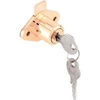 Prime-Line Products, Brass Prime-Line U 9947 Drawer & Cabinet Lock, 7/8 in. Outside Diameter, Diecast, Plated