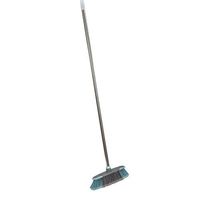 Home Basics Long Handled Plastic Push Broom (Blue)