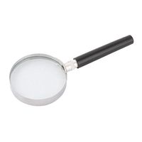 uxcell Metal Frame Plastic Handle 60mm Dia 5X Optical Lens Magnifier Tricolor