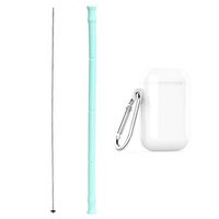 Qjoy Reusable Silicone Straws Portable Collapsible Drinking Straw with Carrying Case Cleaning Brush