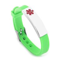 BAIYI Medical Alert ID Bracelets Rubber Wristband Green for Girls and Boys