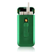 Cigarette Case with Lighter Cigarettes Box Portable 20pcs 100s Slim Cigarettes USB Lighters 2 in 1 Rechargeable Flameless Windproof Electric Lighter (Green)