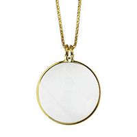 LRXG Reading Magnifier, 10X Chain Necklace Loupe Pendant with 1.65" Glass Lens for Reading Jewelry Inspecting Gift (Color : Gold)