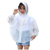 Coupondeal Girl Solid Color Hooded Epidemic Prevention One Piece Waterproof Raincoat(White,S)