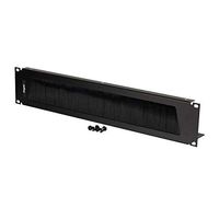 C2G 14600 2U Cable Pass-Through Panel with Brush Strip, TAA Compliant, Black (Made in The USA)