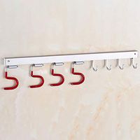 Punch-Free Mop Rack Wall-Mounted Hook Bathroom Broom Mop and Broom Organizer Wall Mounted Adjustable Holder and Hooks Easy Clean