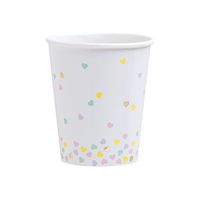Fire and Creme Hearts Foiled Paper Party Cups Gold and Pastel Colors 9 Ounce - Pack of 8