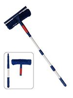 Professional Window Cleaner Squeegee with Extension Pole Up to 3 Ft Long | 2-in-1 Squeegee and Scrubber Washer Tool | Window Washing Cleaning Kit For Indoor Outdoor, Glass, Car, Home or Commercial Use