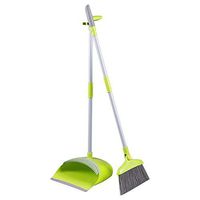 SPMDH Broom and Dustpan, Long Handle Broom and Dust Pan Set,Perfect Indoor Soft Bristle Brush Bristles Broom,for Schools,Hotel,Hospital,Lobby,Toilet,Kitchen Etc,Green