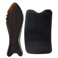 Liukouu Massage Plate, Ox Horn Scraping Board Face Neck Massage Muscle Pain Relief Gua Sha Tool(Square Piece + Wave Fish Type)