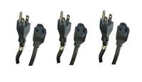 C&E 3 Pack Power Extension Cord, Black, SJT, NEMA 5-15P to NEMA 5-15R, 14 AWG, 3 Conductor, 15 Amp, 10 Feet