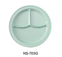 Yanco NS-703G Nessico 3-Compartment Plate, 10" Diameter, Melamine, Green Color, Pack of 24