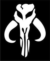Boba Fett Mandalorian Clan Symbol - Vinyl 4" tall (Color: WHITE) decal laptop tablet skateboard car windows stickers - by So Cool Stuff