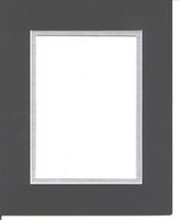24x36 Black & Silver Double Picture Mats with White Core, for 20x30 Pictures