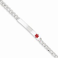 Sterling Silver Polished Medical Curb Link ID Bracelet