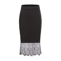 EDC Women's Professional Office Skirts Business Casual Formal High Waist Stretch Bodycon Lace Pencil Skirt (L, Black)