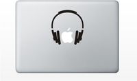 Headphones Earphones Funny Cute Decal Sticker for Apple MacBook Laptop pro and air 11" 13" 15" 17" Models Black