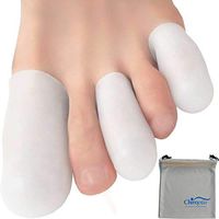 Chiroplax Gel Toe Cap (6 Caps+ Pouch) Toe Sleeve Protector Cushions Pads Guard Separator for Bunion Hammer Toe Callus Corn Blister Missing Ingrown Nails Ballet Pointe (Combo - 4Ss 2Ls, White)