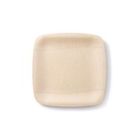bambu, Veneerware Disposable Bamboo Square Plates, 100% Biodegradable Flat Tableware - 9", Pack of 25