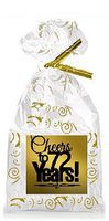 CakeSupplyShop Item#072CTC 72nd Birthday/Anniversary Cheers Metallic Gold & Gold Swirl Party Favor Bags with Twist Ties