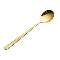 Qinlee Handle Stainless Steel Spoon 20.5 3.8cm Ice Cream Cocktail Teaspoons Coffee Soup Spoons Honey Spoons for Home Kitchen or Restaurant (Gold)