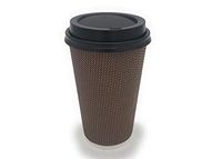 [340 Sets] 16 oz Disposable Double Walled Hot Cups with Lids - No Sleeves Needed Premium Insulated Ripple Wall Hot Coffee Tea Chocolate Drinks Perfect Travel to Go Paper Cup and lid Brown Geometric