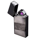 Dual Arc Plasma Lighter Fast Ignition Prism Design Windproof USB Rechargeable Super Cool Novelty Electric Lighter (Black)