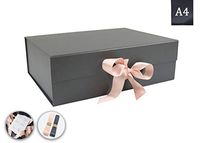 SketchGroup A4 Size Gift Box with Ribbon – Magnetic Closure - for Luxury Packaging - Assortment l Black l l Pink l Charcoal Gray